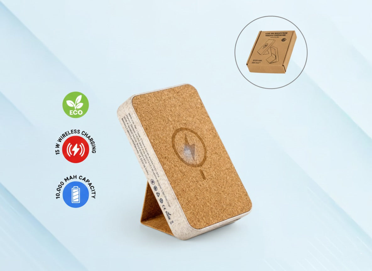 Cork MagSafe Wireless Power Bank 10,000mAh with Foldable Stand | 15W Fast Charging