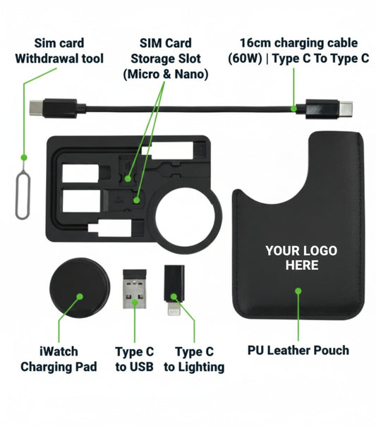 60W Charging Cable Kit with iWatch Charging Pad in PU Leather Pouch