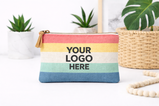 Jute and Cotton Zipper Pouch