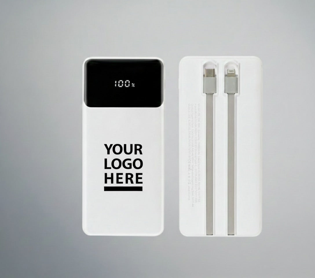 10,000mAh Power Bank with LED Screen &amp; Built-in Cables