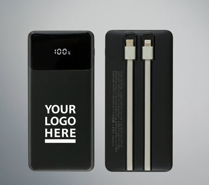 10,000mAh Power Bank with LED Screen &amp; Built-in Cables