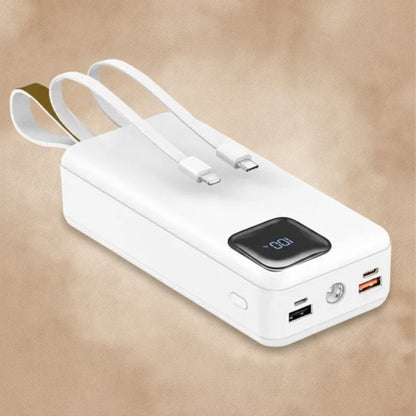 Fast Charging Digital Power Bank 30,000mAh with Flashlight & Leather Strap
