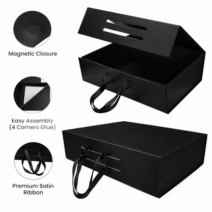 Foldable Gift Box with Magnetic Closure & Ribbon Handle