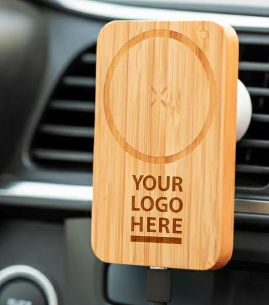 Eco-Friendly Bamboo Wireless Car Charger | 15W Fast Charging