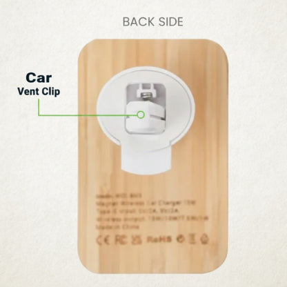 Eco-Friendly Bamboo Wireless Car Charger | 15W Fast Charging