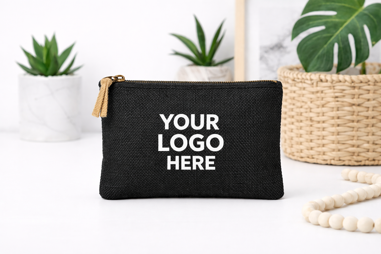Jute and Cotton Zipper Pouch