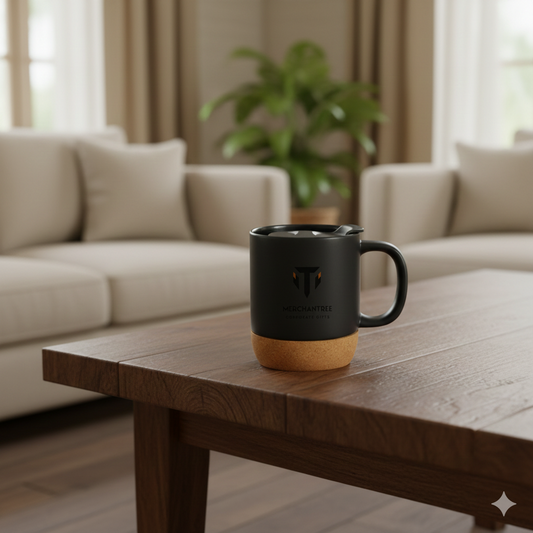 Ceramic Mug with Lid & Cork Base