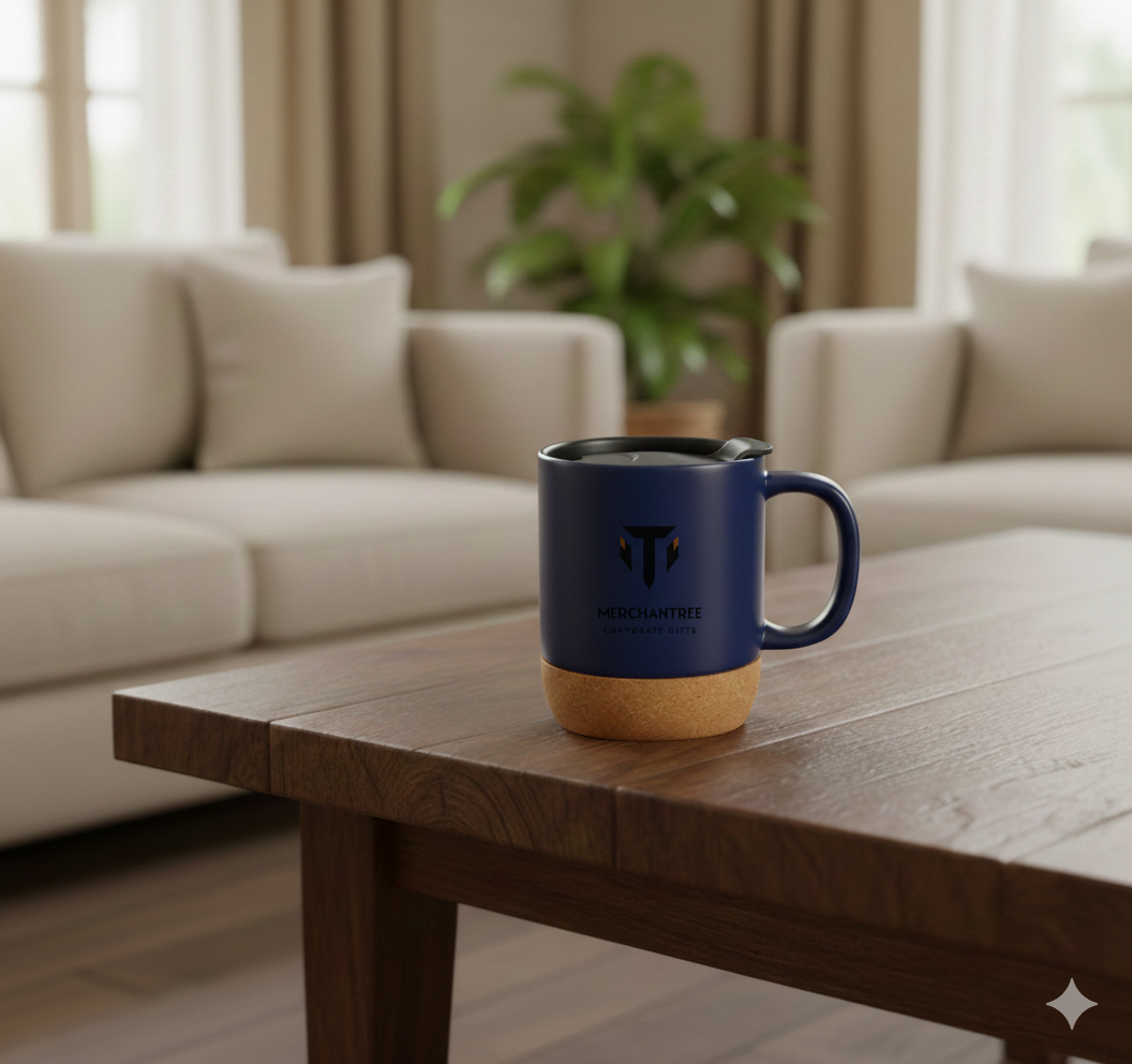 Ceramic Mug with Lid & Cork Base