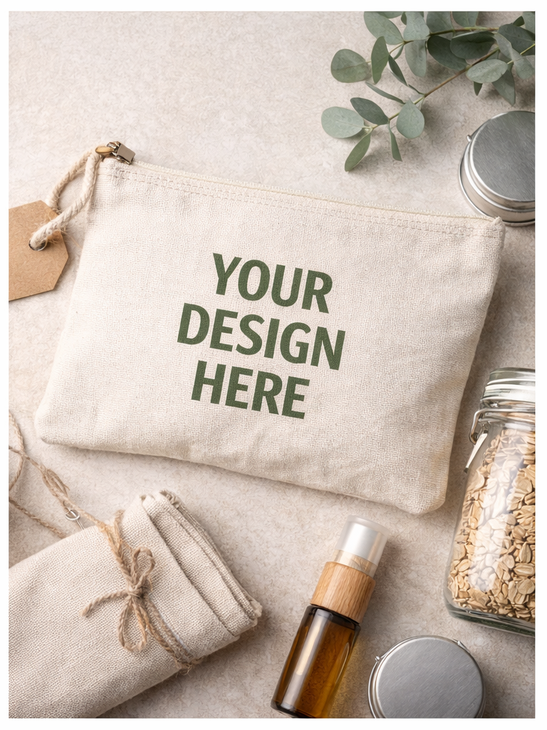Jute and Cotton Zipper Pouch