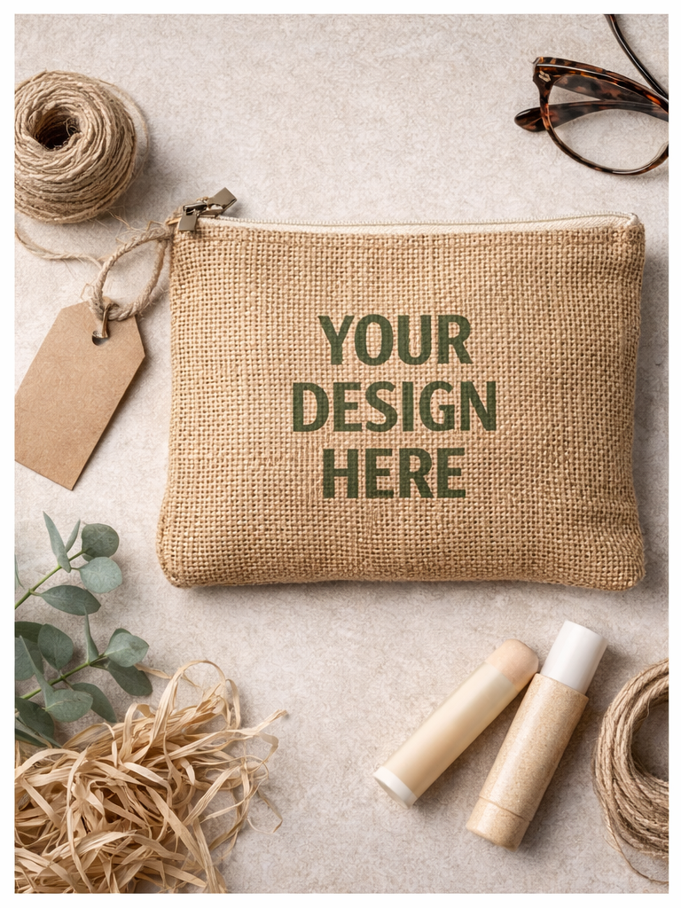Jute and Cotton Zipper Pouch