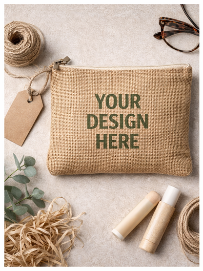 Jute and Cotton Zipper Pouch