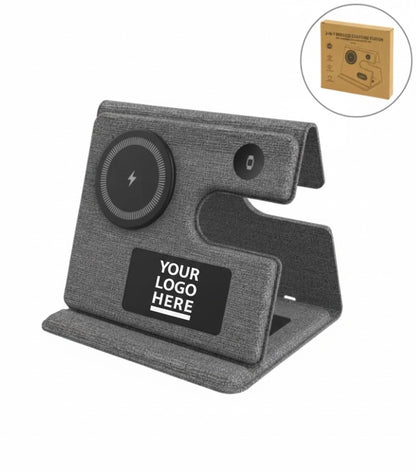 Foldable Wireless Fast Charging Station 15W for Phone, Watch &amp; Earbuds