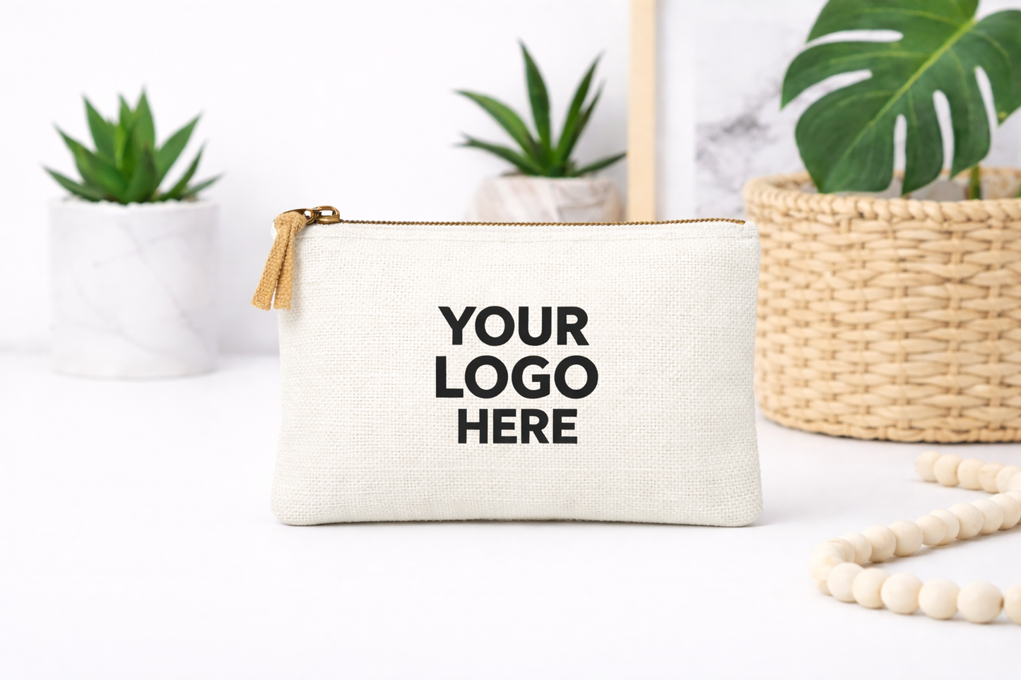 Jute and Cotton Zipper Pouch